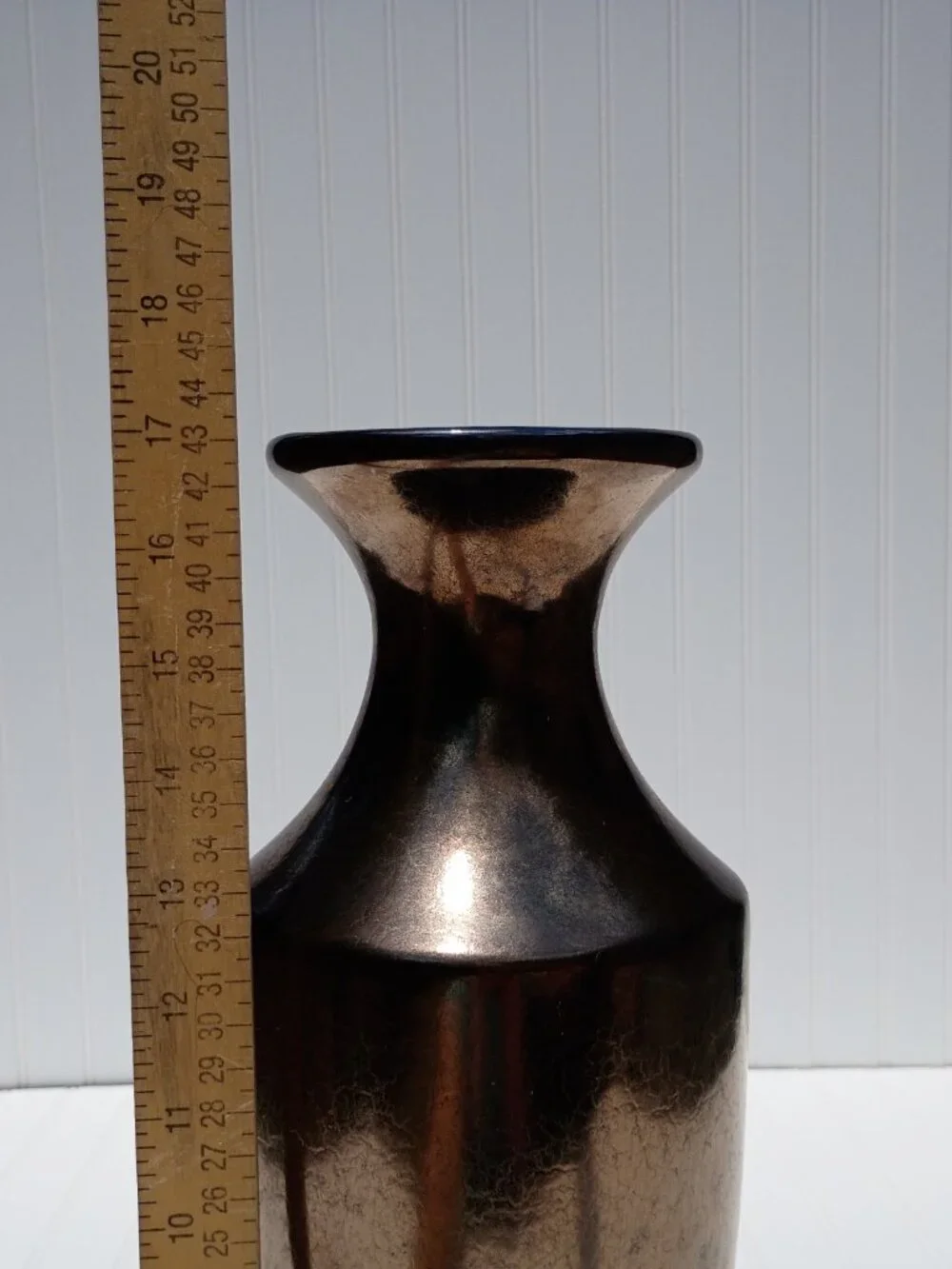 Vintage Haeger Floral Gunmetal Bronze Ceramic Vase 17” Large Mid Century USA MCM